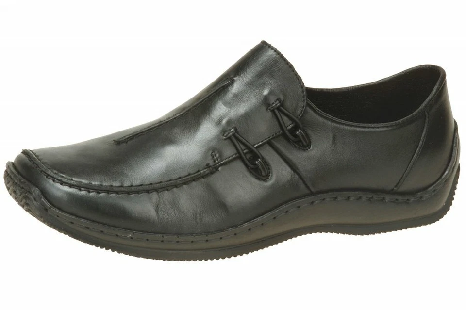 Rieker Damen Slipper Schwarz Leder Schuhe L1751-00