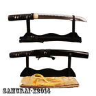 Full Tang Black Japanese Tanto Samurai Sword Carbon Steel Wavy Hamon Dagger