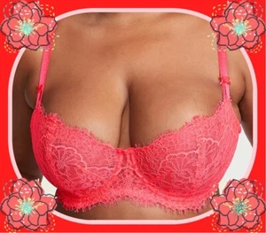 38DD NEON Coral WICKED Dream Angels UPLIFT PushUp wo pad Victorias Secret UW Bra - Picture 1 of 13
