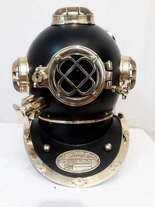 US Navy Mark V Full size Vintage Scuba Divers Diving Helmet Brass Black Finish - Picture 1 of 6