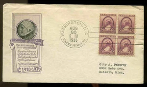 #784 BLOCK of 4 ANTHONY FDC WASHINGTON, DC PLANTY #P40 IOOR CACHET - Picture 1 of 1