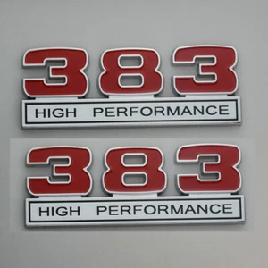 2Pc 383 High Performance Logo Emblem Badge 3D Decals Stickers Cars Trucks - Picture 1 of 3