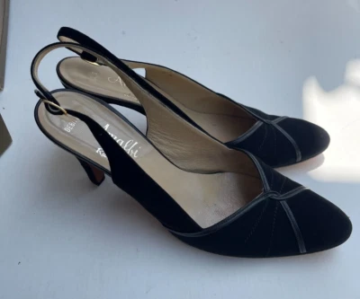 Amalfi Vintage 90's women's shoes slingback black pump 9N with BOX ITALY - Image 1 of 4