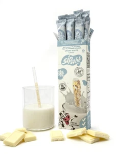 Sipahh Milk Flavoring Straws. 10 Plant-based Straws. SNOW WHITE CHOC. - Picture 1 of 9