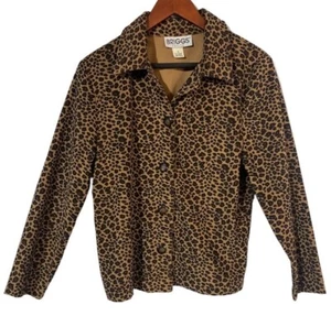 Vintage Briggs Leopard Print Button Up Blazer Blouse Jacket Women’s Small - Picture 1 of 6