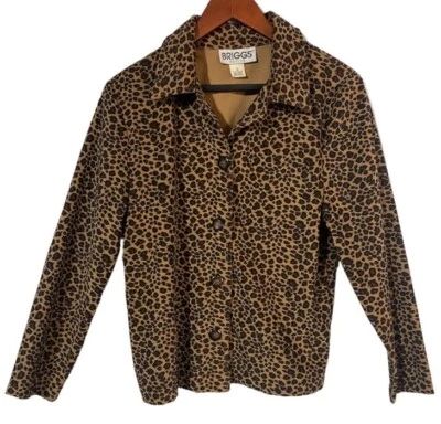 Vintage Briggs Leopard Print Button Up Blazer Blouse Jacket Women’s Small - Image 1 of 4