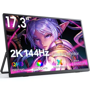 17,3 Zoll 2K 144Hz Tragbarer Gaming Monitore Freistehend Für Laptop/PC/Macs/PS4 - Afbeelding 1 van 10