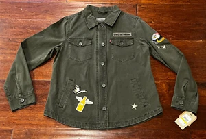 Levi’s Green Patch 2 Pocket Women's Medium Zip Button USA Eagle Military Jacket - Picture 1 of 19