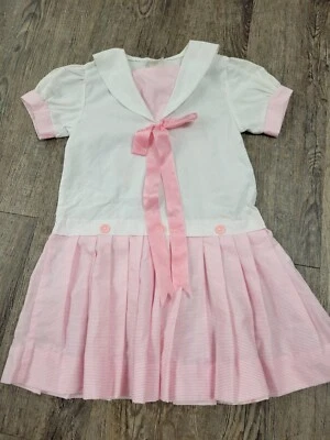 Cuties 4 Judy 1980s 1990s Vintage Girls Pink White Sailor Dress Size 5 - Image 1 of 4