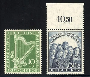Alemania 1950 Filarmónica de Berlín Scott# 9NB4-5 Como Nuevo XF Goma Original Nunca Montada - Imagen 1 de 2