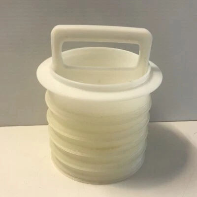 Tupperware Hamburger Press 2 piece With 5 Storage Containers Vintage BBQ Grill - Image 1 of 4