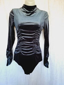 Zara velvet glitter mock neck longsleeve sz small snaps bodysuit. - Picture 1 of 4