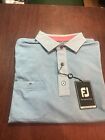 Footjoy Pique W/Stripe Trim Athletic Fit Golf Shirt. XXL . Blue . NEW With Tags