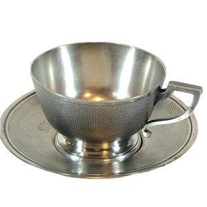 Antique Berndorf Alpacca Silber guilloche style silver cup and saucer c.1880 - Picture 1 of 12