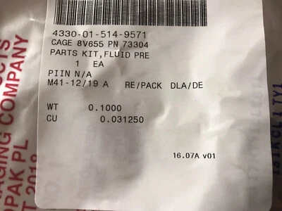 FLUID DRUCKFILTER TEILE KIT 4330-01-514-9571 TF Hudgins 73304 Ölzentrifuge Servi - Bild 1 von 2