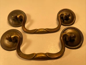 2 Set Vintage Antik Messing Schrank Schublade Griffe für Kommode Kleiderschrank - Bild 1 von 7