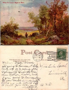 When the Leaves Begin to Turn Postcard 1910 Postmarked Dainesvill OH Scenic - Picture 1 of 1