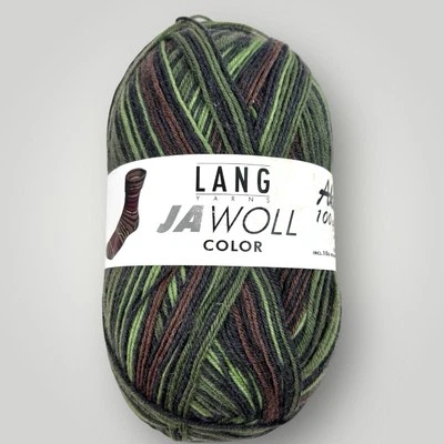 Lang Yarn Aktion 75% Superwash Wool Ja Woll 420m Color 132.0206 Green/Brown - Image 1 of 4