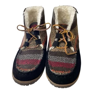 Minnetonka Torrey Suede & Aztec Pattern Moccasin Booties Women's Sz 9 - Picture 1 of 10