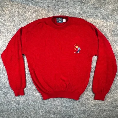 Vintage Jantzen Golf Sweater Mens Sz Large Red Embroidered Thick Knit - Image 1 of 4