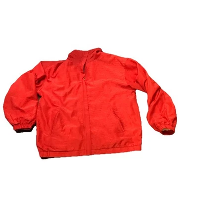 Chaqueta cortavientos para mujer Oleg Cassini roja cremallera completa talla pequeña vintage Foto 1 de 3
