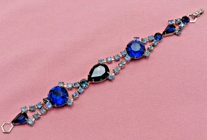 Pulsera Juliana Vintage Diamantes de Imitación Tenis Azul Cobalto Cristal Facetado 7 en 165f - Imagen 1 de 8