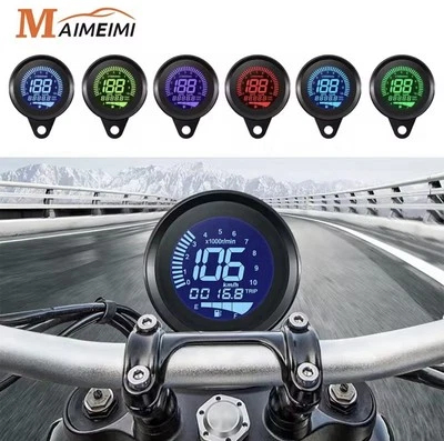 Tachimetro Universale Per Moto 12V Display LCD Digital 7 Colori Contachilometri - Image 1 of 4