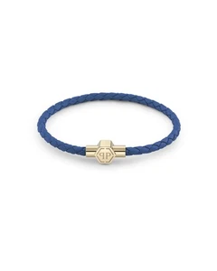 Philipp Plein Men's Bracelet Stainless Steel Gold Leather Blue Tag PJ0AA20BL - Picture 1 of 5