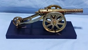 Vintage Solid Brass Desk Top Military Artillery Cannon w/Base 10.5"L - Picture 1 of 5