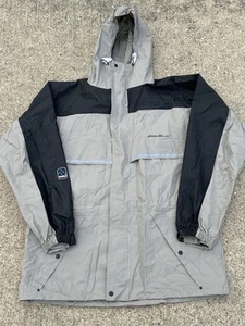 Eddie Bauer Waterproof Rain Suit Jacket,Pants & Bag Adult Lg Gray/Black EUC  - Picture 1 of 20