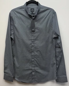 NUEVA Camisa Negra Armani Exchange AX Hombre Manga Larga Talla M - Imagen 1 de 8