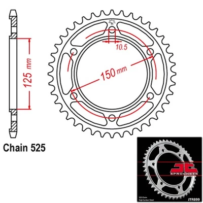 Piñón trasero JT acero paso 525 42 dientes KTM 990 Adventure S (2007-2008) Foto 1 de 2