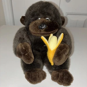 Vintage Gorilla mit Banane Plüsch Seitenaugen 8,5 Zoll Affe Affe Stofftier Spielzeug - Bild 1 von 5
