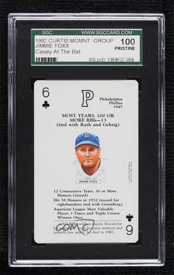 Jimmie Foxx #6C 1991 SGC 100 Pristine Hof 14rq Foto 1 de 3