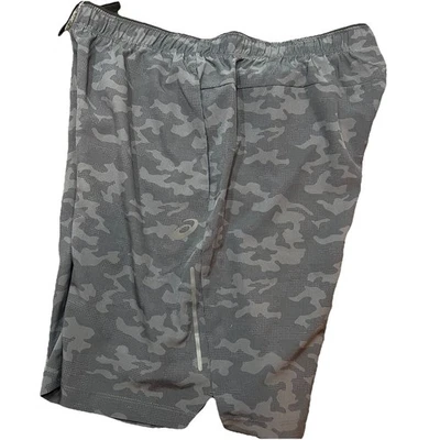 Pantalones Cortos Mezcladores ASICS Para Hombre 9” Talla Grande Correr Elastizados Digital Camuflaje Gris Azul Foto 1 de 4