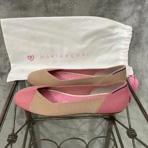 Rothy’s Marta Ferri Women’s Beige Pink Square Toe Flat Size 8.5 US - Picture 1 of 10