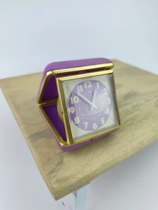 Vintage COLUMBIA Small Compact Travel Alarm Clock Hot Pink 60s - Picture 1 of 12