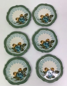 Pioneer Woman Willow Rose Jubilee 6 Pc Coaster Set Stoneware Cork Absorbant - Picture 1 of 4
