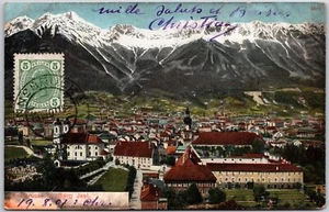 Postal publicada Innsbruck Vom Berg Jsel Austria pueblos y panorama de montaña - Imagen 1 de 2
