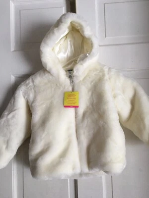 Abrigo/chaqueta de piel blanca sintética azul marino antiguo para niñas talla 4 nueva con etiquetas Foto 1 de 4