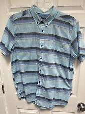 Patagonia blue strip short sleeve button front shirt Men's Xl organic cotton