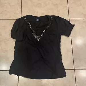 Gap Top Damen Medium schwarz leicht Polyester Perlen Akzent Top - Bild 1 von 2