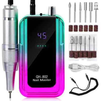 45000RPM Rechargeable Nail Drill Machine Nail Polish Remover Sander Manicure - Image 1 of 4