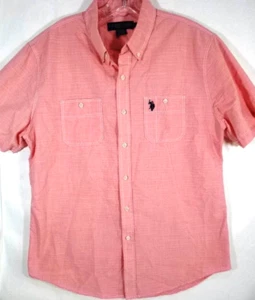 U.S. Polo Assn. Mens Short Sleeve Casual Button-Down Shirt-Large-PINK! - Picture 1 of 7