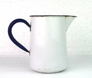 Vintage Classic White Enamelware Jug Nice Collectible Jug Home Decor. i14-59 - Picture 1 of 9
