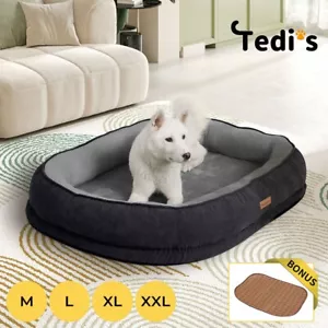 Tedi's Dog Calming Bed Orthopedic Memory Foam Pet Sofa Washable Waterproo 4 Size - Picture 1 of 55