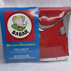 Vintage Babar The Elephant Kid's Sheet Set Twin 3 Piece SET 1983 Sealed New