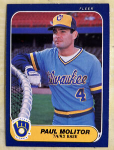 1986 Fleer Paul Molitor Baseball Card #495 Brewers HOF Third Base Mid-Grade O/C