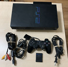 Sony PlayStation 2 PS2 FAT console noire + CONTRÔLEUR + ADAPTATEUR RÉSEAU DISQUE DUR TRÈS BON ÉTAT
