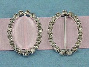 Hebillas de cinta de estrás de cristal ovalado de 20x28 mm - 10 piezas - Imagen 1 de 6